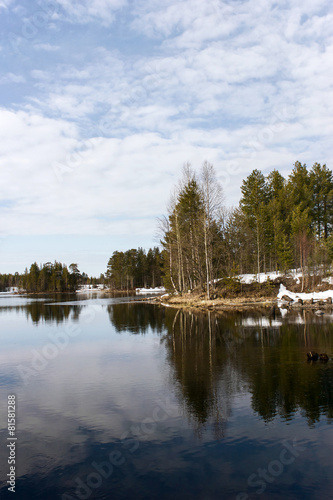 Spring landscape. Flow from the lake into Lake Nyukki Petriyarvi photo