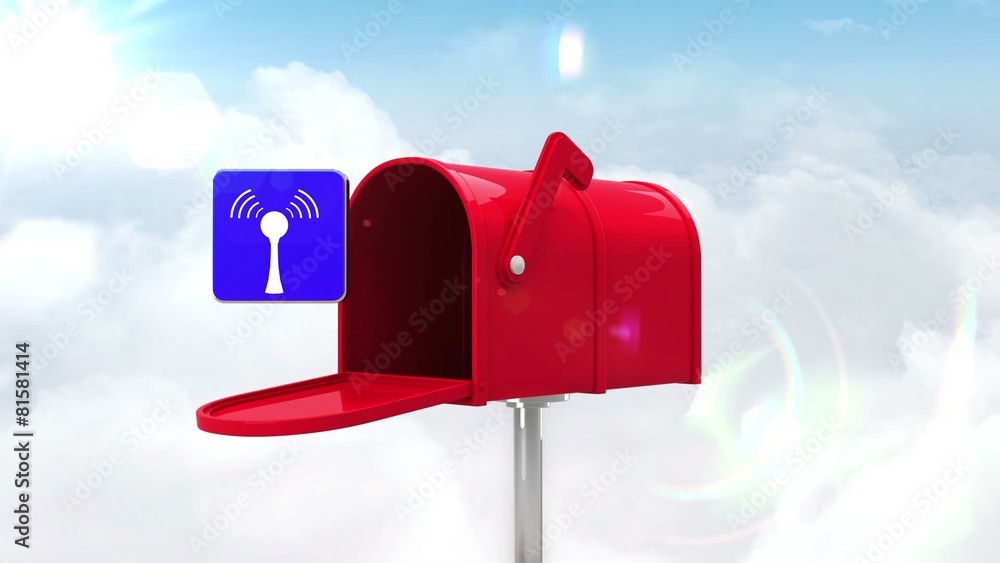 Wifi icon in the mailbox on blue sky background Wifi icon in the mailbox on blue sky background
