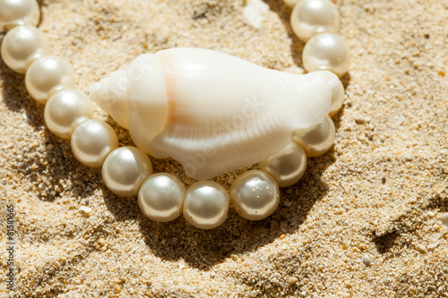 pearls and shell - Perlen und Muschel im Sand