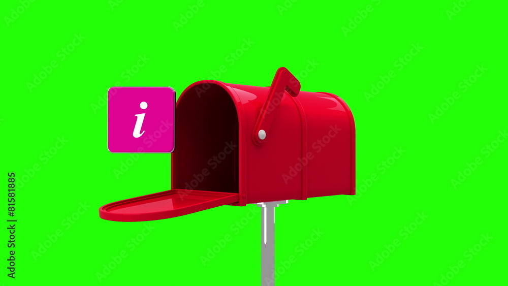 Information symbol in the mailbox on green background Information symbol in the mailbox on green background