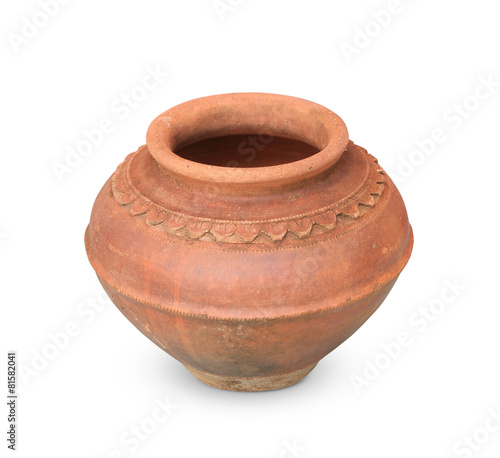 Old antique pot on white background