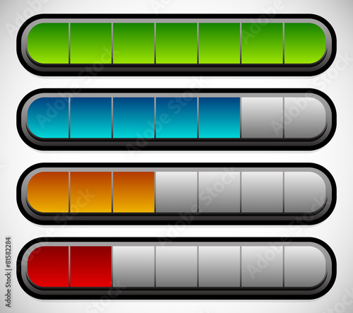Horizontal Progress, Loading Bars. Meters, Level Indicators.