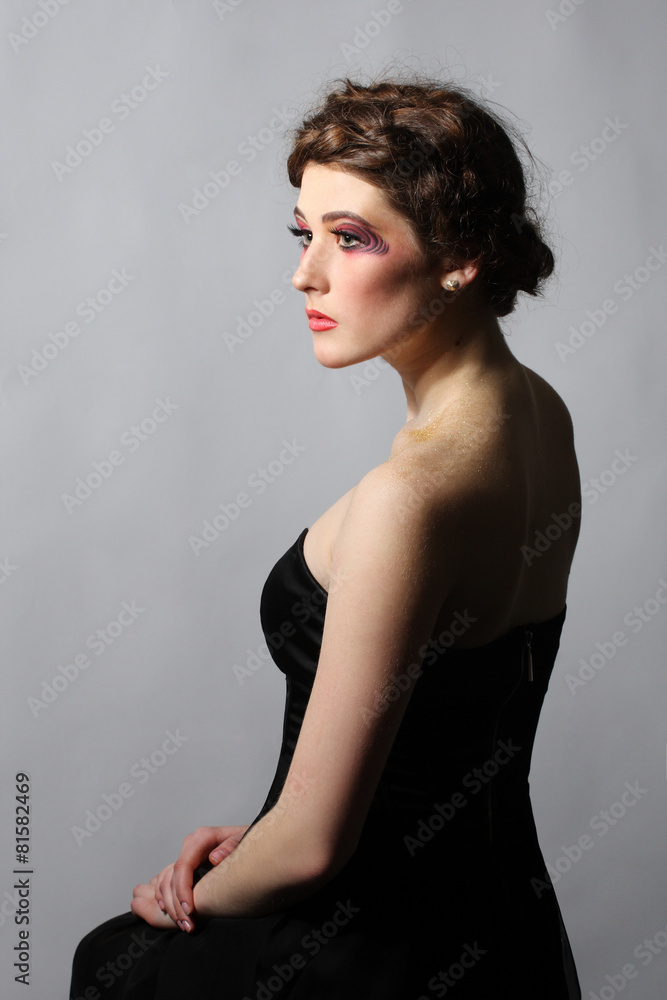Fototapeta premium beautiful girl bright makeup