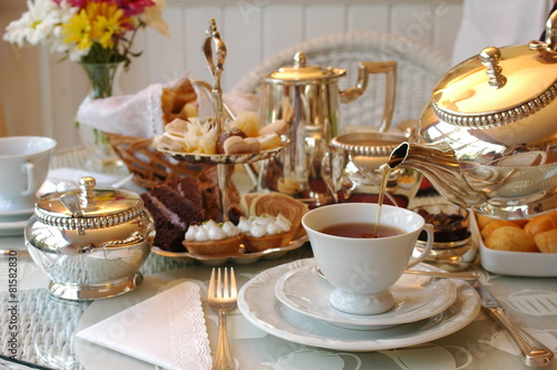 table set for typical English tea