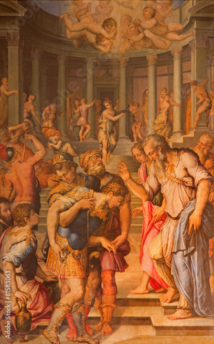Rome -  painting of st. Paul before the Ananias photo