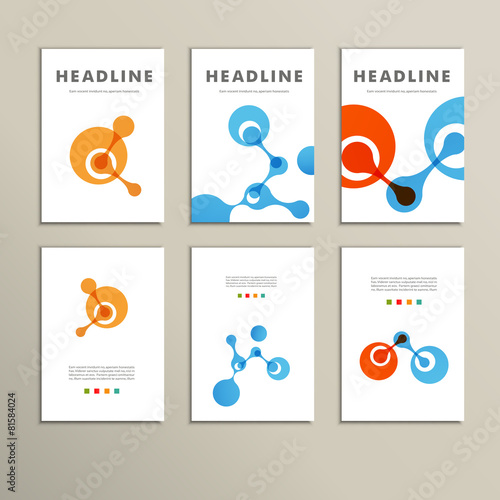 Six vector pattern with abstract figures brochures