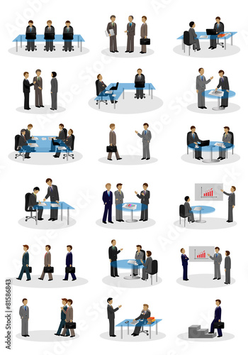 Business People, Different Situation Set - Isolated On White Background - Vector Illustration, Graphic Design Editable For Your Design