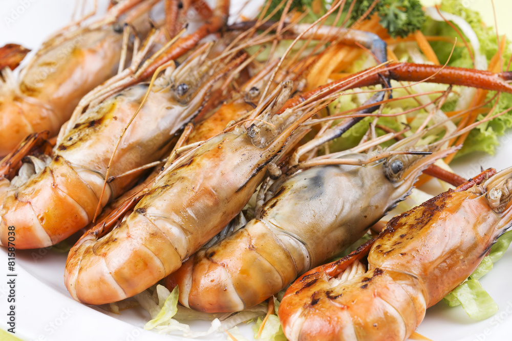 Group of grilled shrimps Group of grilled shrimps