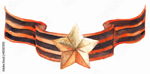 Medal star ribbon 9th may the great patriotic war isolated