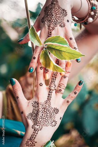 Beautiful hand with henna design