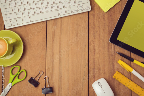 Business background for office desk mock up photo