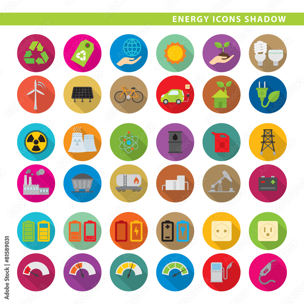 Energy icons shadow. Energy icons shadow.