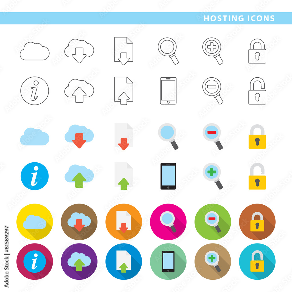 Hosting icons. Hosting icons.