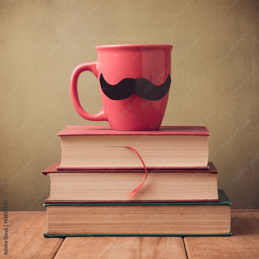 Happy Father's day greeting design with cup and mustache Happy Father's day greeting design with cup and mustache