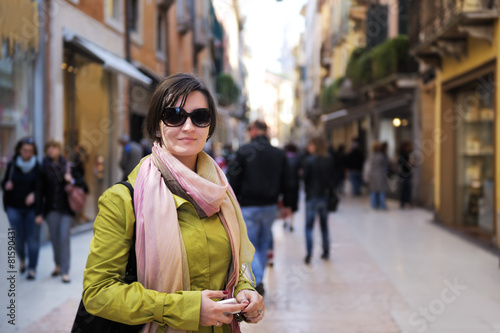 tourist woman in verona