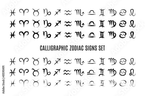 Calligraphic zodiac sign set