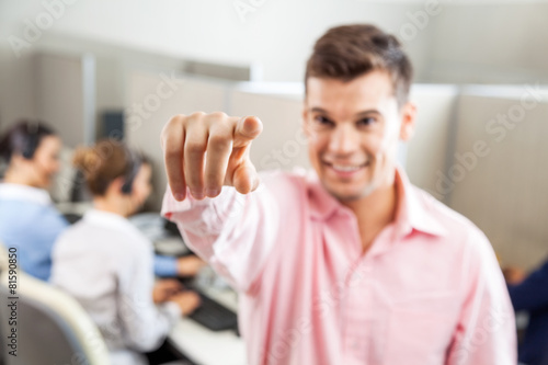 Male Customer Service Executive Pointing At You