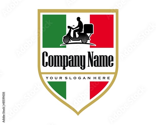Italy pizza scooter logo image vector