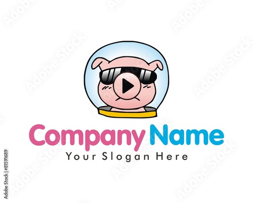 pig hog fly cloud image logo vector