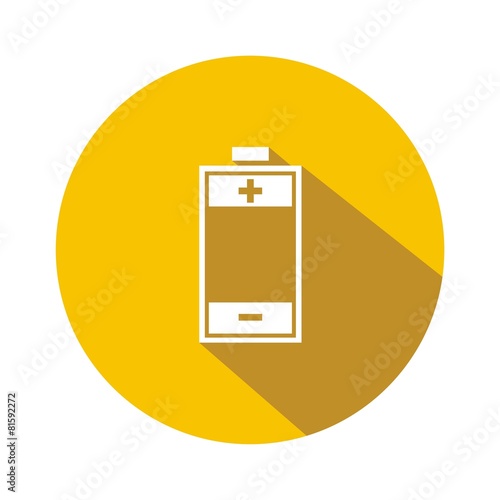 Icono batería amarillo botón sombra