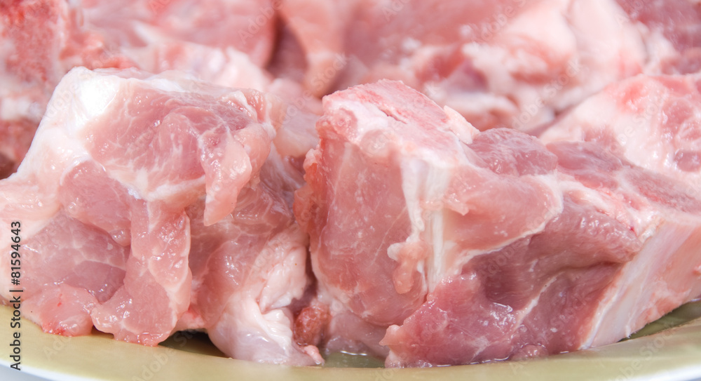 Peaces of fresh uncooked pork