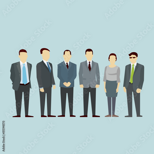 Business men team Concept of Group People. Vector flat.