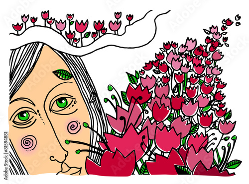 girl&tulps