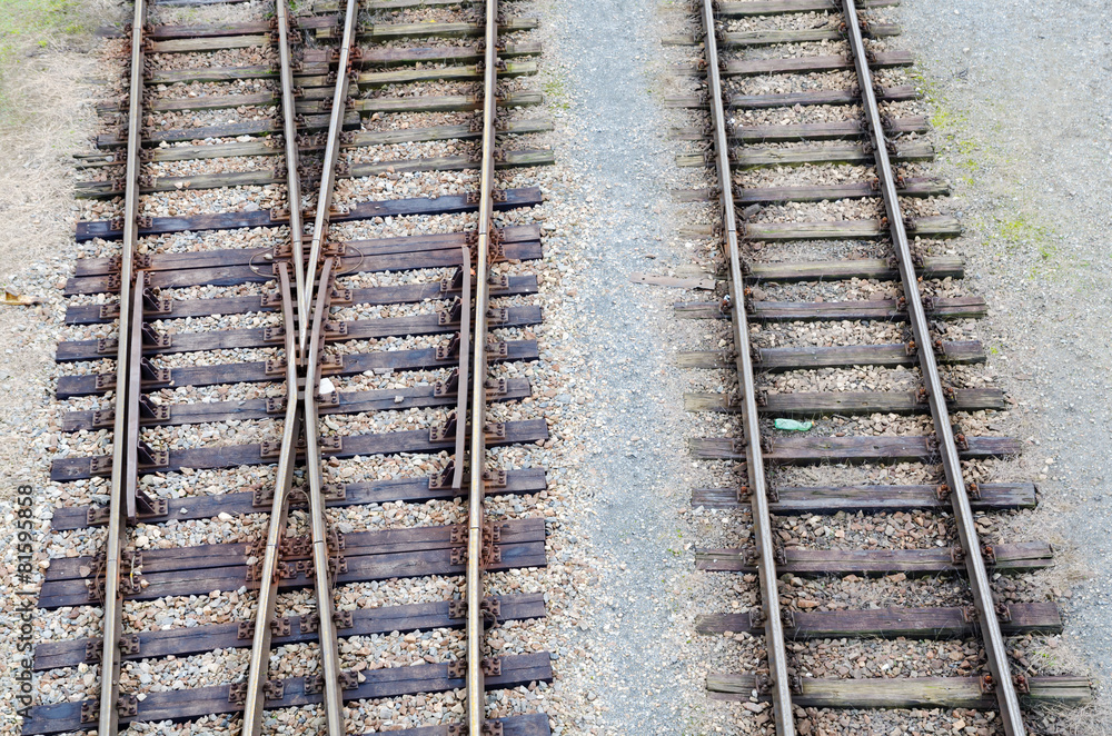 Detail of railways with junction Detail of railways with junction