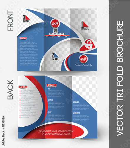 Home Security Center Tri-Fold Mock up & Front Brochure Design.