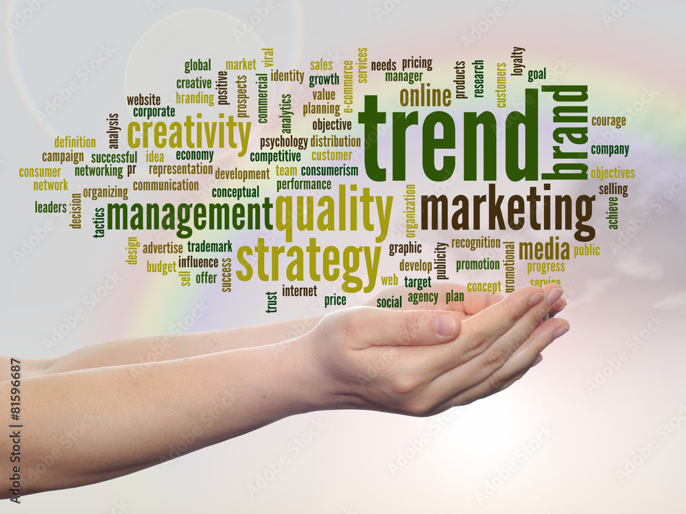 Conceptual business word cloud over rainbow Conceptual business word cloud over rainbow
