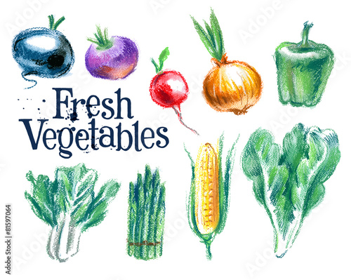 vegetables vector logo design template.  fresh food or gardening