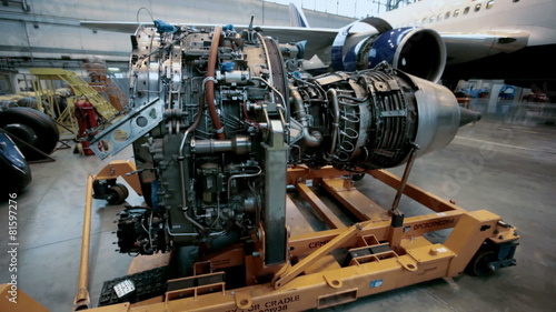 fragment engine aircraft hangar in the technical