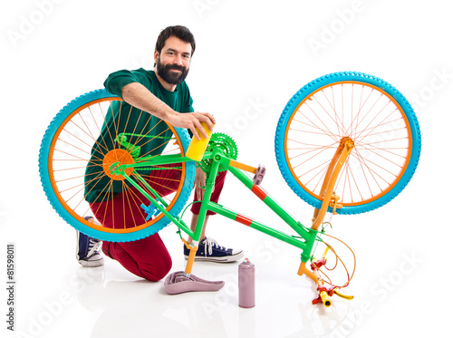 Man fixing a bike