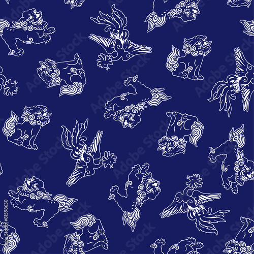 可愛い獅子と鳳凰