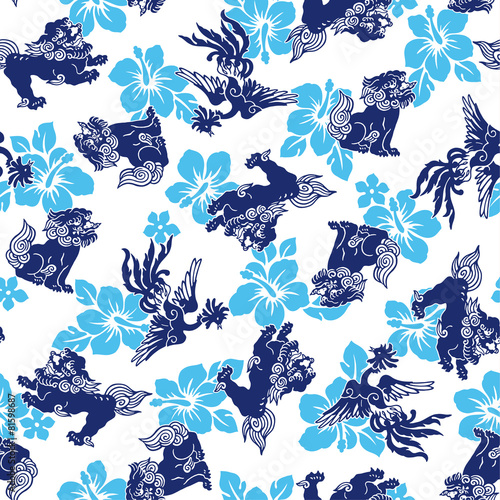 可愛い獅子と鳳凰