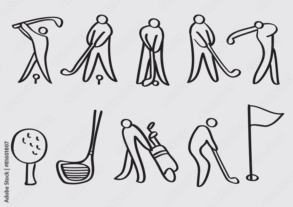 Golf Sports Cartoon Vector Icons