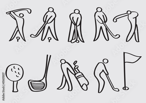 Golf Sports Cartoon Vector Icons