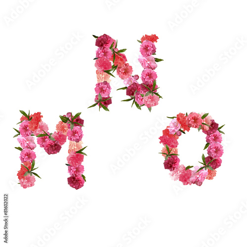 Alphabet of pink beautiful sakura flowers letters nature photo