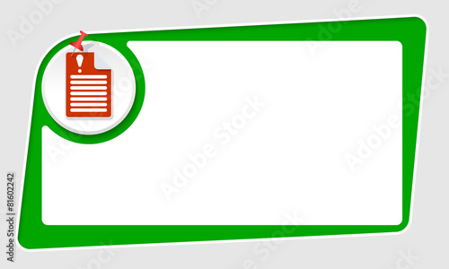 vector abstract green box and pushpin and exclamation mark