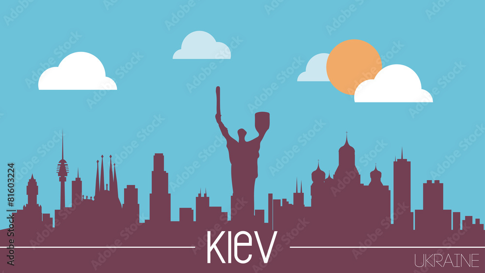 Kiev Ukraine skyline silhouette flat design vector