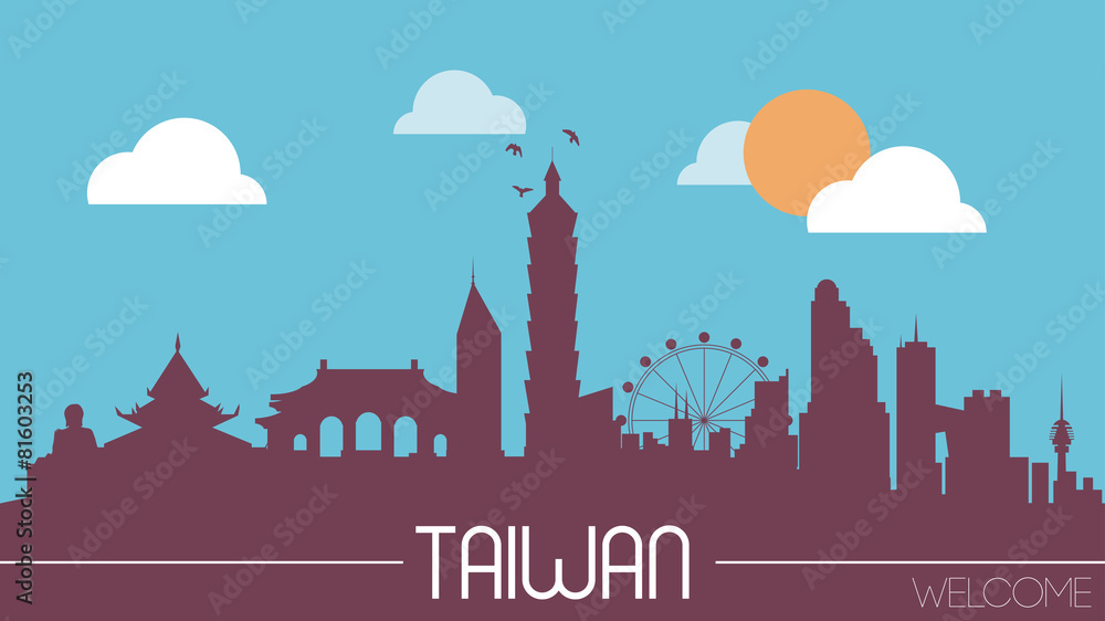 Taiwan skyline silhouette flat design vector illustration