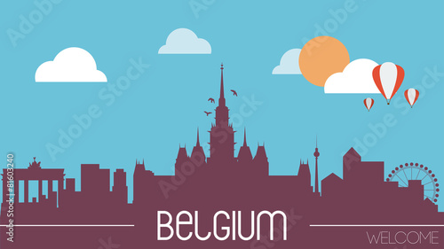 Belgium skyline silhouette flat design vector illustration