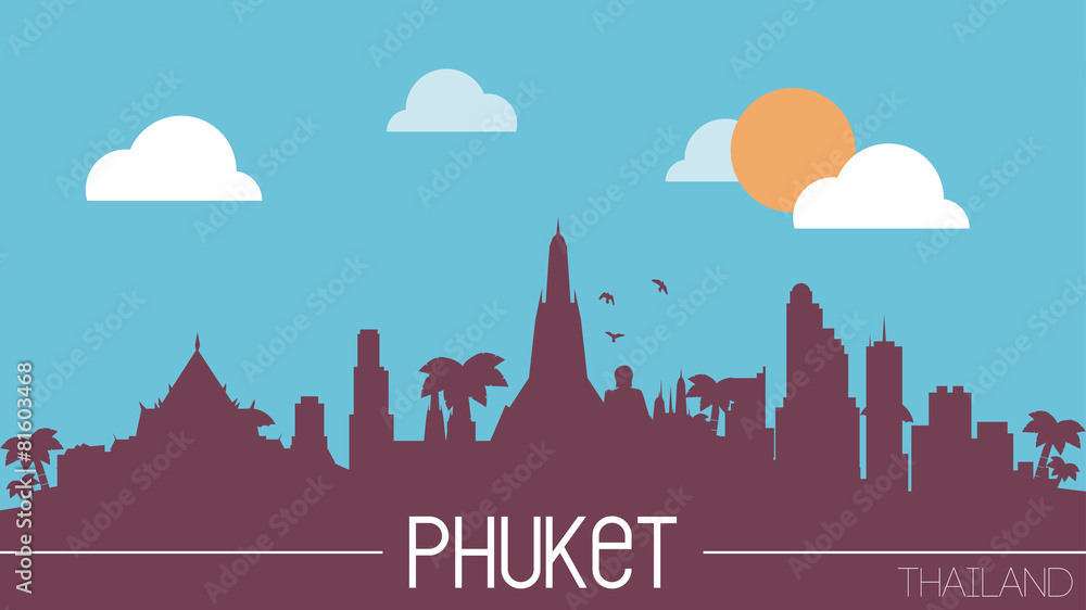 Phuket Thailand skyline silhouette flat design vector
