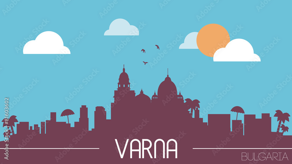 Varna Bulgaria skyline silhouette flat design vector