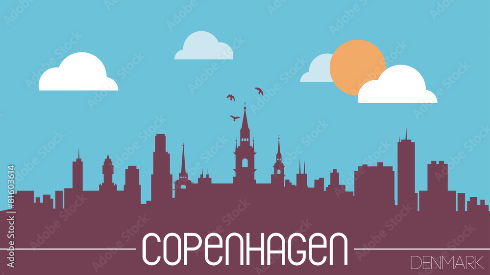 Copenhagen Denmark skyline silhouette flat design vector