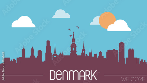 Denmark skyline silhouette flat design vector
