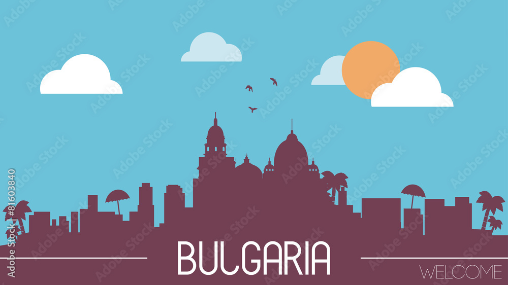 Bulgaria skyline silhouette flat design vector illustration