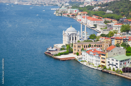 The view of Ortakoy Mosque from the Bosphorus bridge,  Istanbul photo