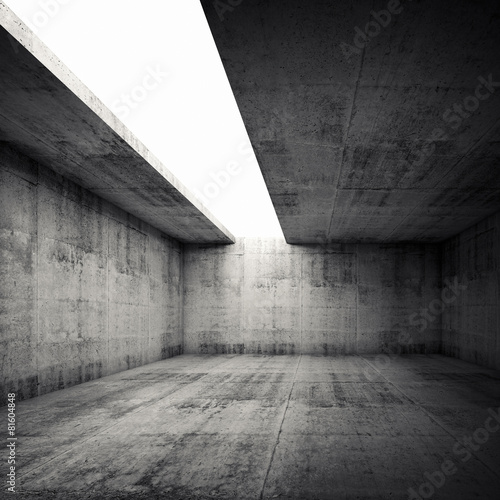 3d empty concrete room interior with empty white opening