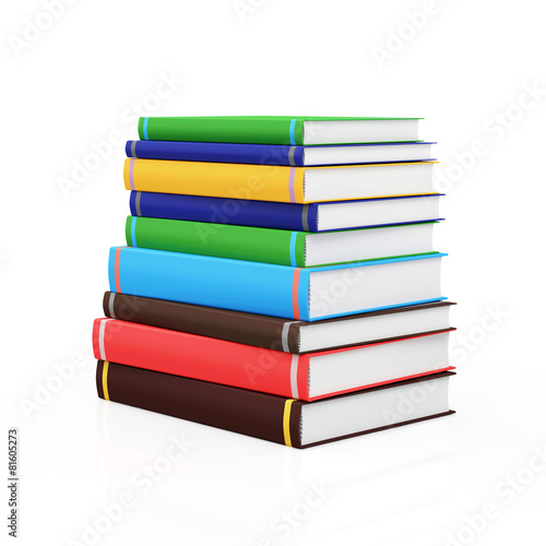 Wallpaper Mural Education and Learning Concept. Stack of Colorful Books isolated on white background Torontodigital.ca